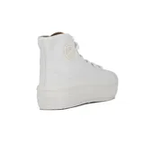 Zapatillas urbanas Moleca de caña alta, color blanco, con cordones y plataforma.