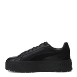 Championes urbanos Puma modelo Karmen II con suela de plataforma alta. Presentan una capellada de color crema con el icónico logo de la marca en dorado y detalles laterales con estampado animal print. Cuentan con cierre de cordones y plantilla acolchada para mayor confort.