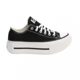Zapatillas Converse Chuck Taylor All Star Lift Double Stack, de caña baja, color negro con plataforma blanca y cordones blancos.