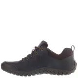 Zapatos Caterpillar Casual Instruct color marrón café, con cordones y logo amarillo en el lateral.