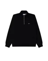 Buzo de cuello alto con cierre frontal parcial, marca Obey. Presenta diseño minimalista en color negro con logo de la marca bordado en el pecho y puños acanalados.