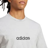 Remera gris de algodón con logo Adidas lineal negro estampado en el pecho.