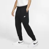 Pantalón de jogging Nike Sportswear Club Fleece, color azul marino, con cintura elástica, puños acanalados en los tobillos y logo de la marca bordado en blanco en la pierna izquierda.