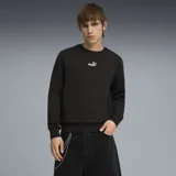 Buzo de cuello redondo Puma, color negro, con logo pequeño estampado en el centro del pecho y puños acanalados.