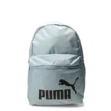 Mochila Puma modelo Phase Backpack III, color celeste con logo de la marca estampado en negro en el bolsillo frontal. Cuenta con compartimento principal con cierre, bolsillo frontal con cierre y bolsillo lateral de malla.