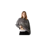 Buzo de cuello redondo Eme Studios, modelo Institution Laurel Oversized Crewneck, color gris con estampado tipográfico en el pecho.