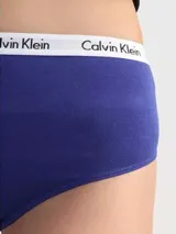 Colaless Calvin Klein de cintura alta, color azul, confeccionada en microfibra elástica suave sin costuras.