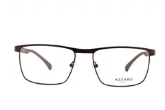 Armazón para lentes de metal color negro con forma rectangular y patillas finas.