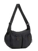 Bandolera Caterpillar modelo Michigan Crossbody, color negro, con múltiples bolsillos frontales con cordón ajustable y correa regulable.