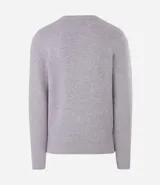 Suéter negro de tejido de punto maquinetado con cuello redondo y manga larga.