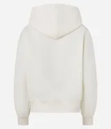 Buzo de algodón con felpa, color bordó, con capucha estructurada, bolsillo canguro delantero y puños canelados.