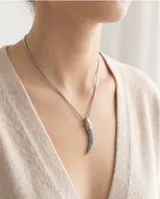 Collar de acero italiano con cadena de eslabones tipo veneciana y dije en forma de colmillo con detalles grabados.