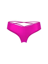 Panty cheeky color fucsia de corte alto en la pierna y diseño en V en la parte delantera con tacto suave y sedoso.