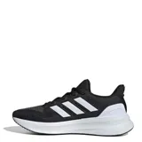 Championes de running Adidas modelo Ultrarun 5 W, color negro con las icónicas tres tiras laterales en blanco y suela de amortiguación blanca.