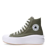 Championes de caña alta Converse Chuck Move, color verde oliva con plataforma blanca y cordones blancos. Presentan puntera de goma y suela de caucho.