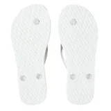 Ojotas Rip Curl modelo Premium Surf Bloom Open Toe, color blanco con tiras finas plateadas y detalle de aplicación brillante en el lateral.