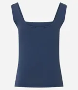 Blusa básica sin mangas marca Cortelle, confeccionada en poliamida, con escote cuadrado y tirantes medianos.