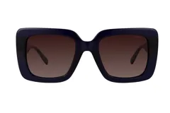 Lentes de sol Azzaro con armazón cuadrado de acetato en color azul oscuro y cristales degradados en tono marrón con filtro polarizado.