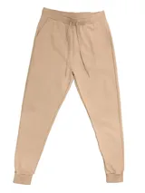 Pantalón babucha deportivo unisex azul, de tiro alto, con puños y cordones ajustables.