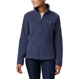 Campera de polar Columbia modelo Fast Trek II, color azul oscuro, con cierre frontal completo, cuello alto, bolsillos laterales con cierre y un bolsillo adicional con cierre en la manga izquierda.