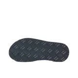 Ojotas Reef Cushion Spring negras con plantilla acolchada y tira de cuero sintético.