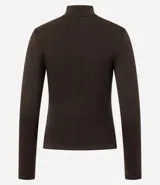 Campera deportiva de corte ajustado, confeccionada en tejido seamless de poliamida y elastano. Presenta cuello alto, cierre frontal con cremallera y textura acanalada.