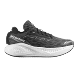Championes de running Salomon Aero Glide 4, color negro con suela blanca alta y amortiguada. Presenta capellada de malla transpirable sin costuras y el nombre de la marca impreso en el lateral.