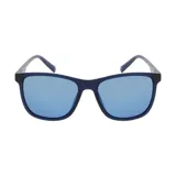 Lentes de sol INVU con montura rectangular azul y lentes polarizadas azules.