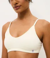 Kit de dos tops bralette confeccionados en poliamida sin costuras, con escote en V, tirantes finos regulables y copas removibles.