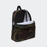Mochila Vans Old Skool con estampado de camuflaje en tonos verde, marrón y negro.