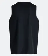 Musculosa deportiva de baloncesto negra con cuello y sisas en blanco. Estampado frontal con la leyenda "New York" y el número 7.