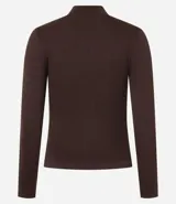 Campera deportiva de corte ajustado, confeccionada en tejido seamless de poliamida y elastano. Presenta cuello alto, cierre frontal con cremallera y textura acanalada.