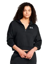 Buzo Under Armour de corte oversize con media cremallera frontal, confeccionado en mezcla de algodón con interior cepillado. Presenta hombros caídos, bolsillo canguro delantero y puños acanalados.