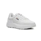 Championes Fila Tormo Classic de mujer, color blanco con detalles en azul marino y plateado. Presentan diseño robusto con plataforma alta, cordones y logo de la marca en el lateral y la lengüeta.