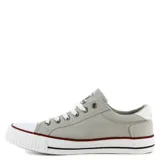 Championes Topper Wagon de lona color gris claro con detalles en blanco y negro.