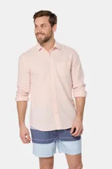 Short de baño de microfibra con rayas horizontales en tonos azul y celeste.