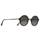 Lentes de sol Indie Wilco con montura redonda de madera ébano, patillas de acetato y metal con puente ajustable, y lentes polarizados con protección UV 100%.