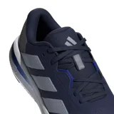 Championes de running Adidas Galaxy 7 M, color azul marino con detalles en gris y blanco. Presentan las icónicas tres bandas laterales en gris, entresuela con tecnología Cloudfoam para mayor amortiguación y suela de goma resistente.