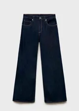 Jean de tiro bajo con diseño wide leg, confeccionado en tejido de algodón estilo vaquero. Cuenta con cierre de botón y cremallera, trabillas y cinco bolsillos.
