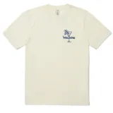 Remera Volcom modelo Dive Bar, color blanco, de manga corta y cuello redondo, con pequeño estampado gráfico en el pecho.