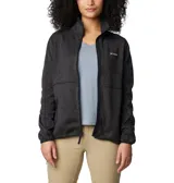 Campera polar Columbia con cierre frontal completo, confeccionada en tejido tipo jersey de textura jaspeada. Presenta cuello alto, bolsillos laterales con cierre y ribetes elásticos en puños y cuello.