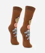 Par de medias de caña larga color marrón, con estampado del personaje Taz de Looney Tunes.