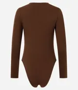 Body de manga larga marca Blue Steel, confeccionado en poliamida seamless con escote cuadrado y cierre en la entrepierna.