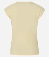 Blusa de manga corta, cuello redondo y corte ajustado, confeccionada en tejido rib de algodón.