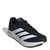 Championes de running Adidas Duramo RC2, color negro con las tres tiras características en blanco y suela blanca con tecnología LIGHTMOTION. Presentan un diseño de malla textil transpirable, con talón y lengüeta acolchados para mayor soporte.