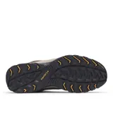 Bota de trekking Columbia Crestwood Mid impermeable, confeccionada en una combinación de cuero gamuzado y malla en tonos marrón y negro, con entresuela amortiguada y suela de alta tracción.