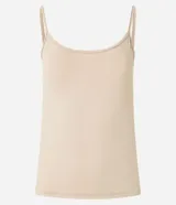 Musculosa básica Cortelle en color beige, con escote redondo y tirantes finos, confeccionada en poliamida con elastano.