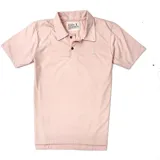 Chomba rosa de piqué de algodón, con cuello clásico, manga corta y logo bordado en el pecho.