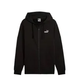 Campera deportiva Puma con cierre frontal completo, capucha ajustable con cordones y bolsillos tipo canguro. Presenta el logo de la marca bordado en el pecho y puños acanalados.