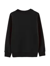 Buzo deportivo gris oscuro de algodón con felpa, cuello redondo y corte clásico.